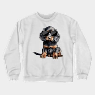 Gordon Setter Puppy Wearing Sunglasses Crewneck Sweatshirt